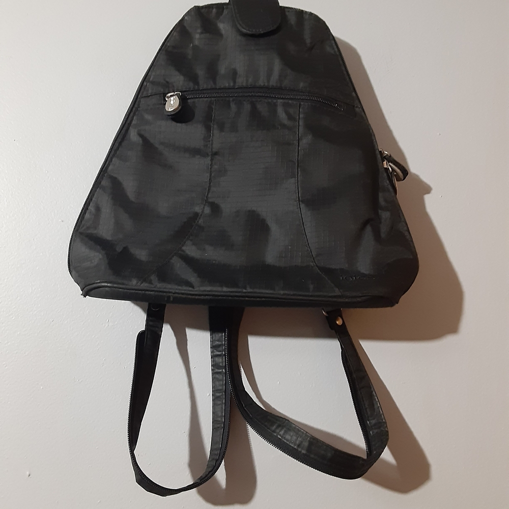 Totes Black Backpack With Handle  Zip Closure Side Pockets Boho Roomy